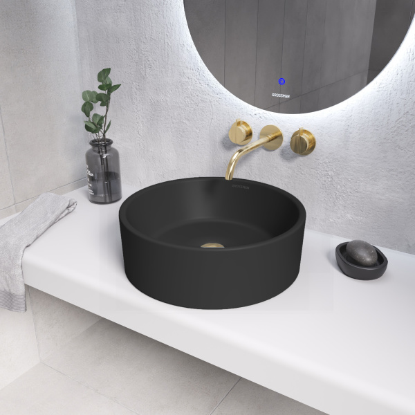 Раковина накладная (41х41) Grossman Color GR-3013BM, черный